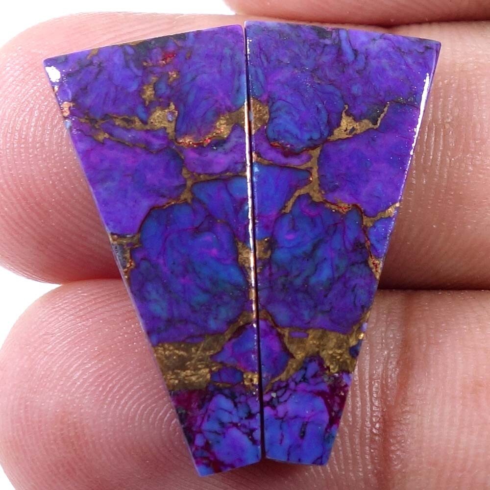 20.50 Cts Treated Purple Copper Turquoise Pair Fancy Cabochon Loose Gemstone
