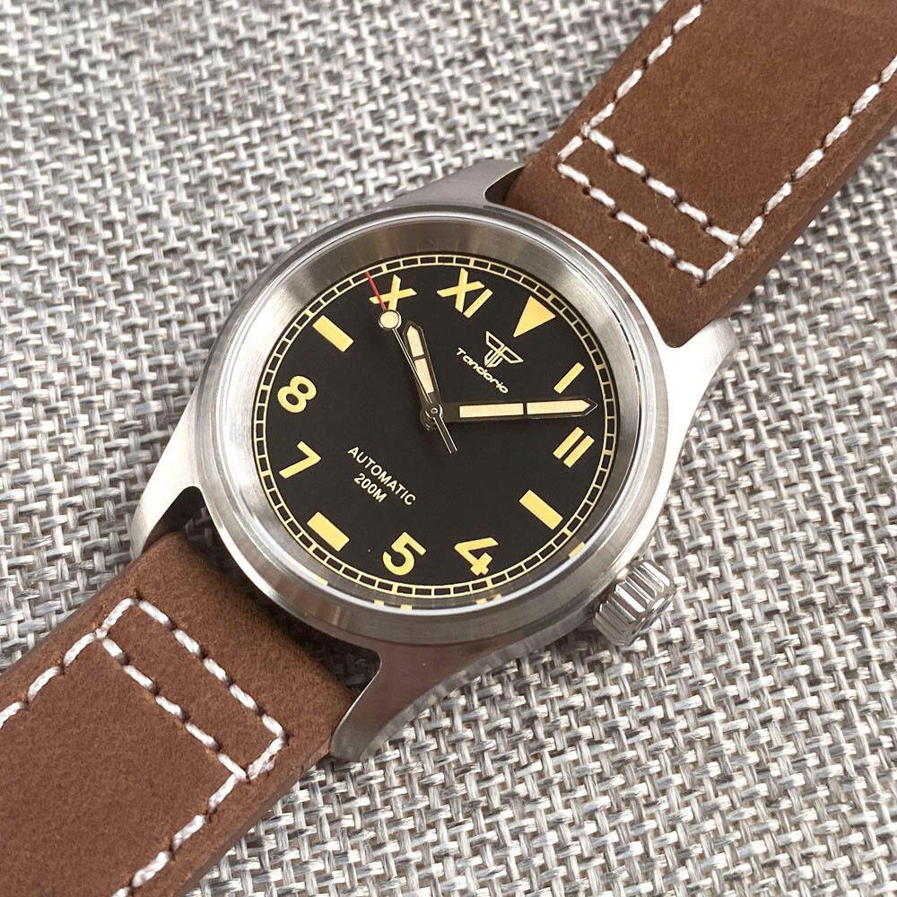Tandorio 36mm Retro Pilot Sapphire California Dial NH35A 200m Diving Men Watch