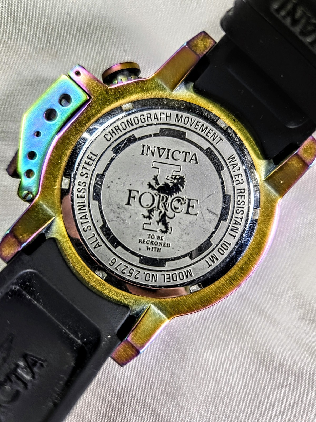 Invicta Force Chronograph Date Quartz 100m Black Dial Rubber Strap