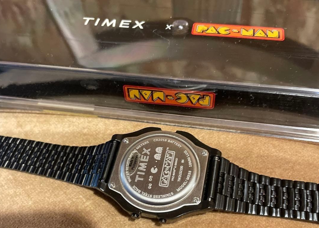 Timex T80 Pac-Man 40th Anniversary Black Digital Watch Retro Limited Used Japan