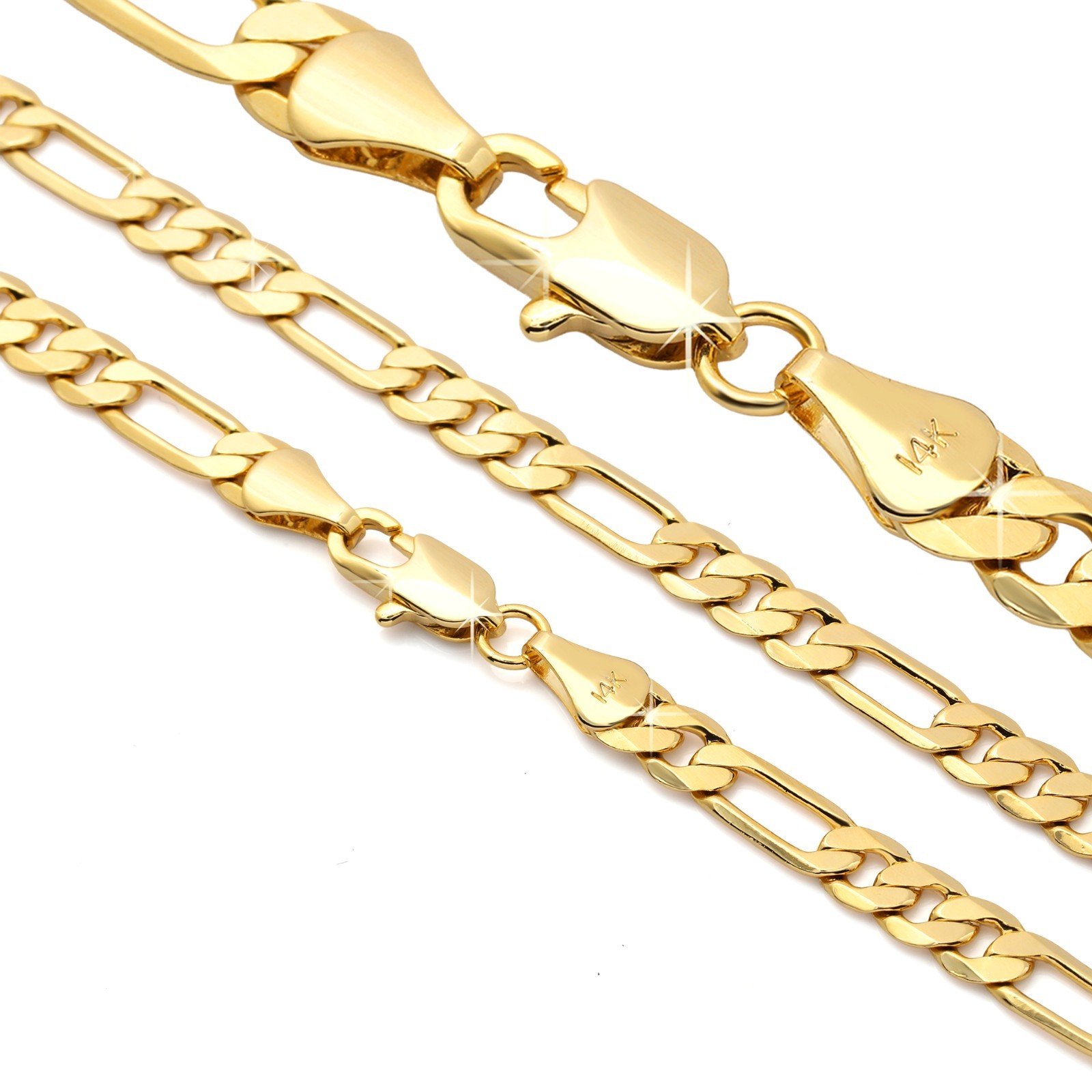 Mens Gold Tone Cz Lion Face Pendant Hip-hop 5mm 24″ Figaro Necklace