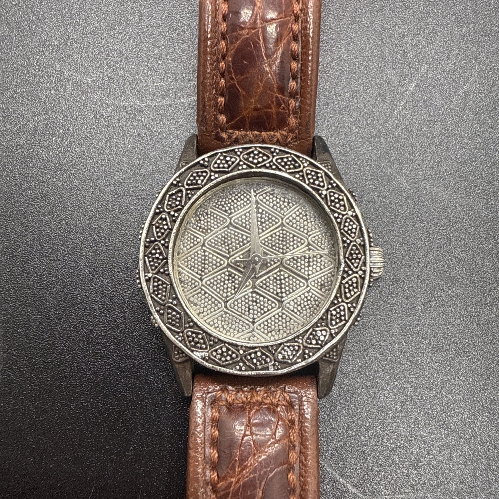 John Hardy by Alfex Sterling 925 Handcrafted Swiss Watch Croc Band 4873