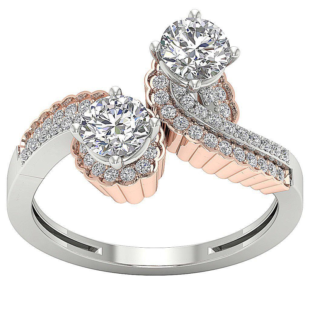 Anniversary Gift Forever Us Two Stone Ring Natural Diamond I1 G 1.50 Ct 14k Gold