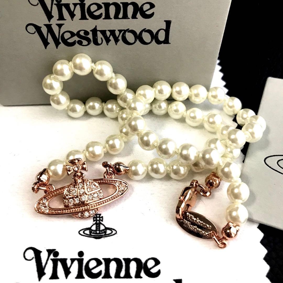 Vivienne Westwood Pearl Choker Necklace Pink Gold IN BOX [V1106