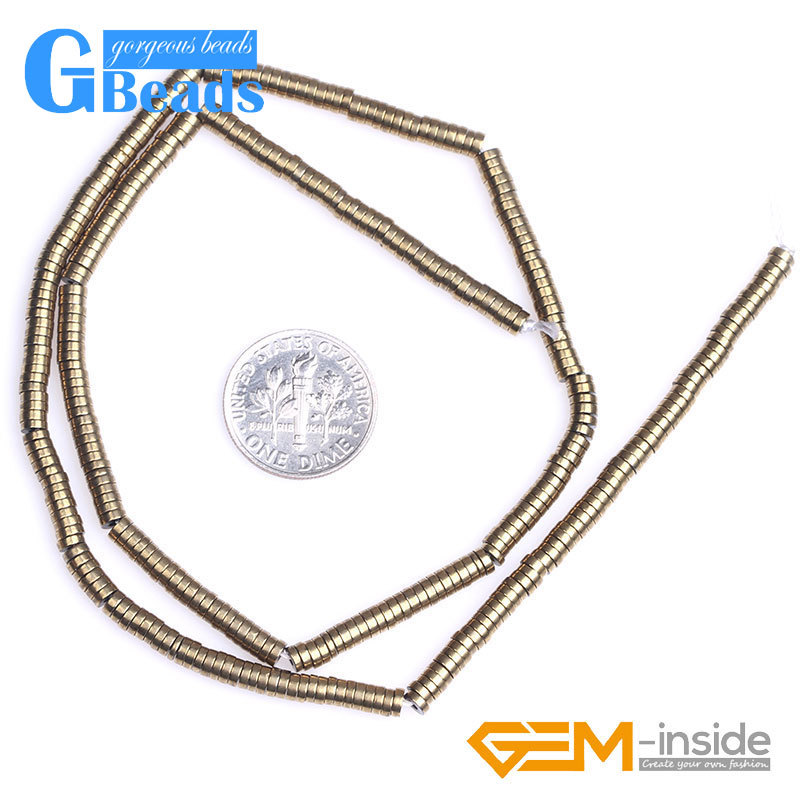 Metallic Coated Hematite Heishi Spacer Beads For Jewelry Making Strand 15″ 2x4mm