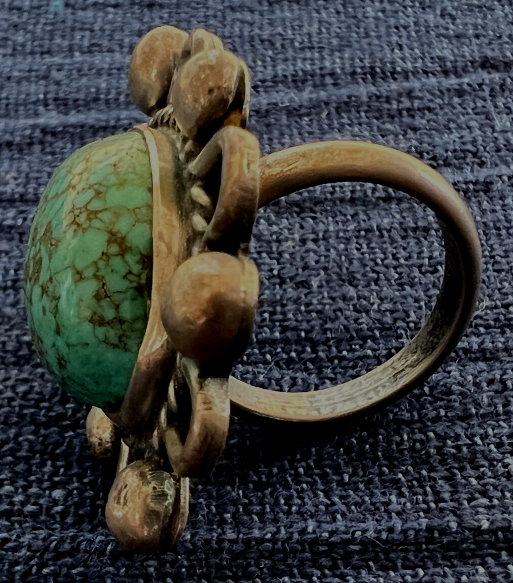 Native American Silver Turquoise Ring Not Signed Size 5