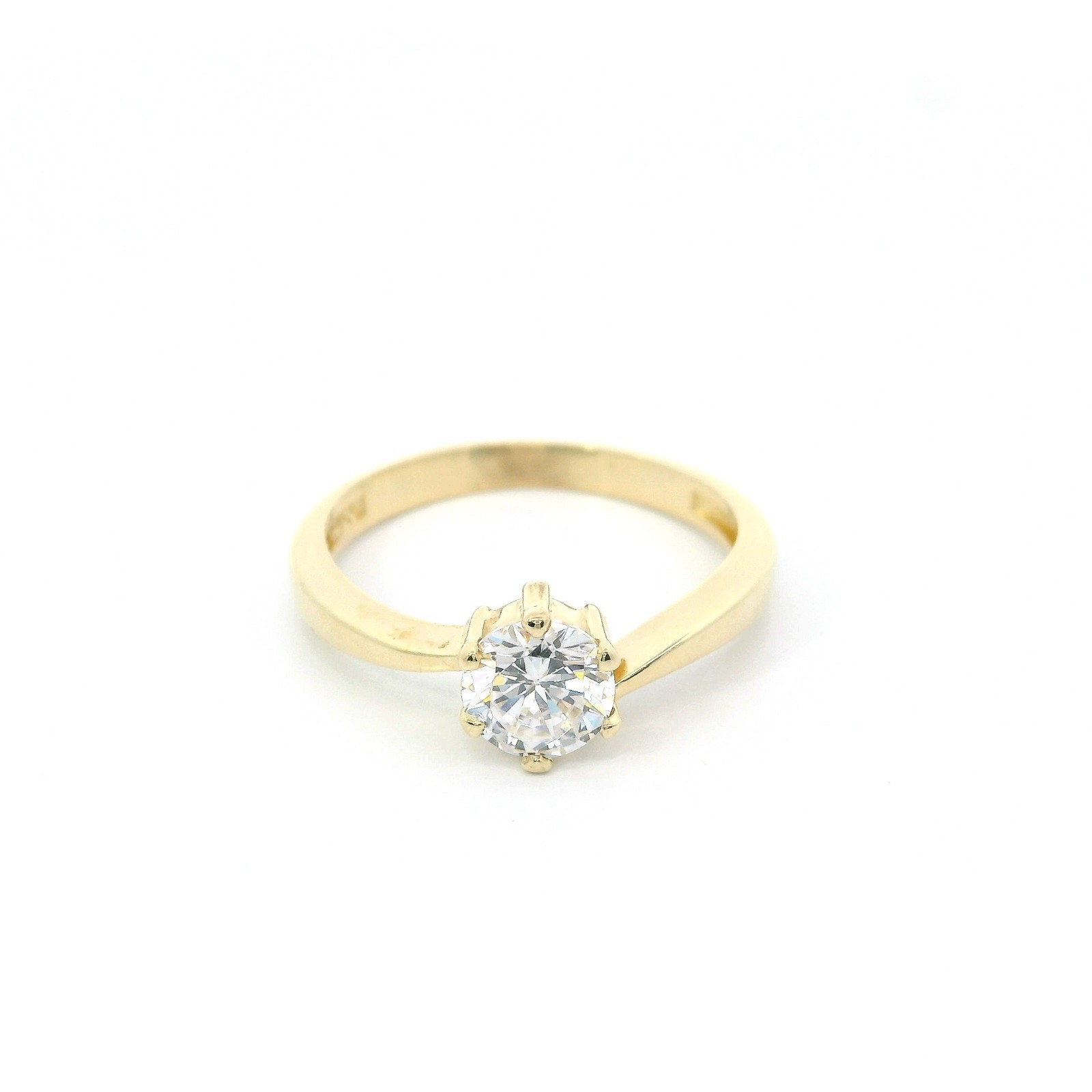 Ladies Ring, Gold Ring with Zircon Yellow Gold 585 14 KT Size 52