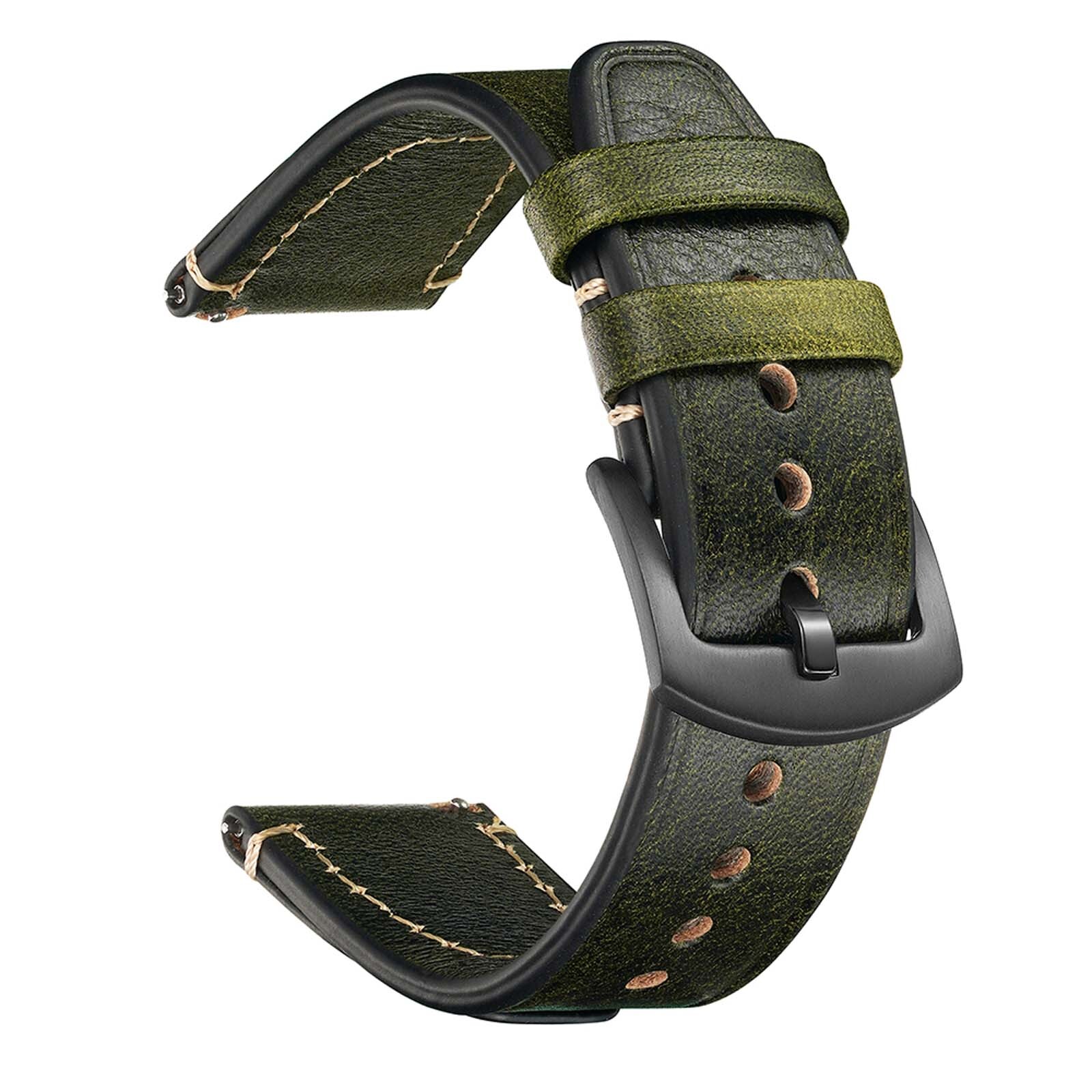 20MM Classic Genuine Leather Watch Band For Galaxy Watch 7/6/5 Pro/4/FE 44/40MM