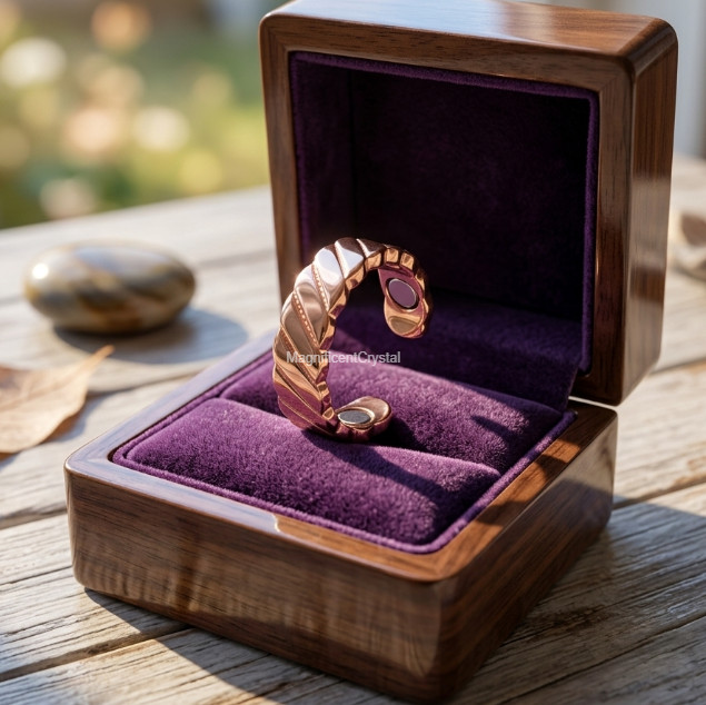 Rose Gold Plated Copper Magnetic Ring Arthritis Therapy Band Twisted Healing