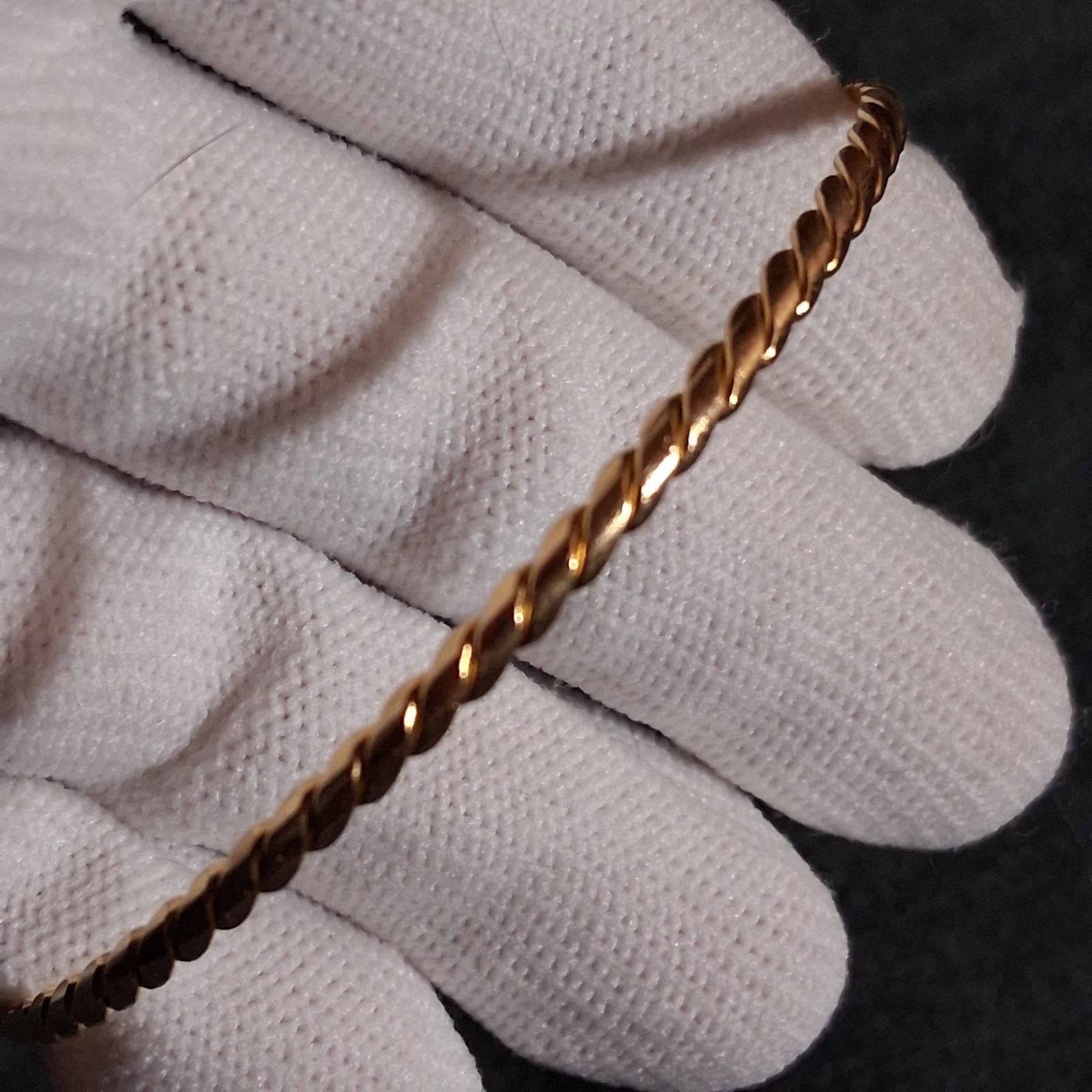 Vintage 1/20 12K Gold Filled Twisted Rope Bangle Bracelet BB Maker Mark 5.83g