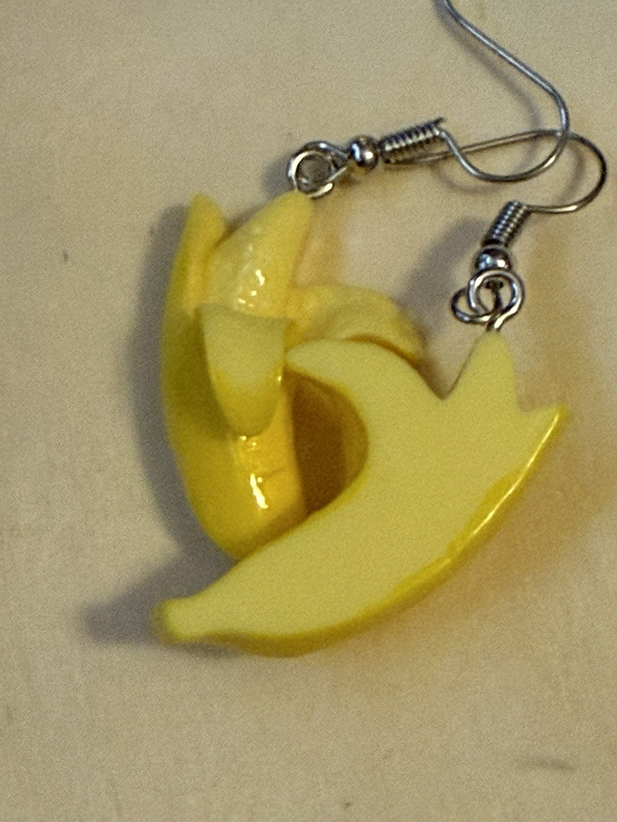 Yellow Banana Bunch Fruit 3D Drop Dangle Festival Food Earrings Jewelry