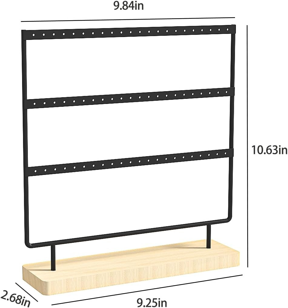 Earring Holder Stand 3-Tier Hanging Jewelry Organizer Display Rack Storage