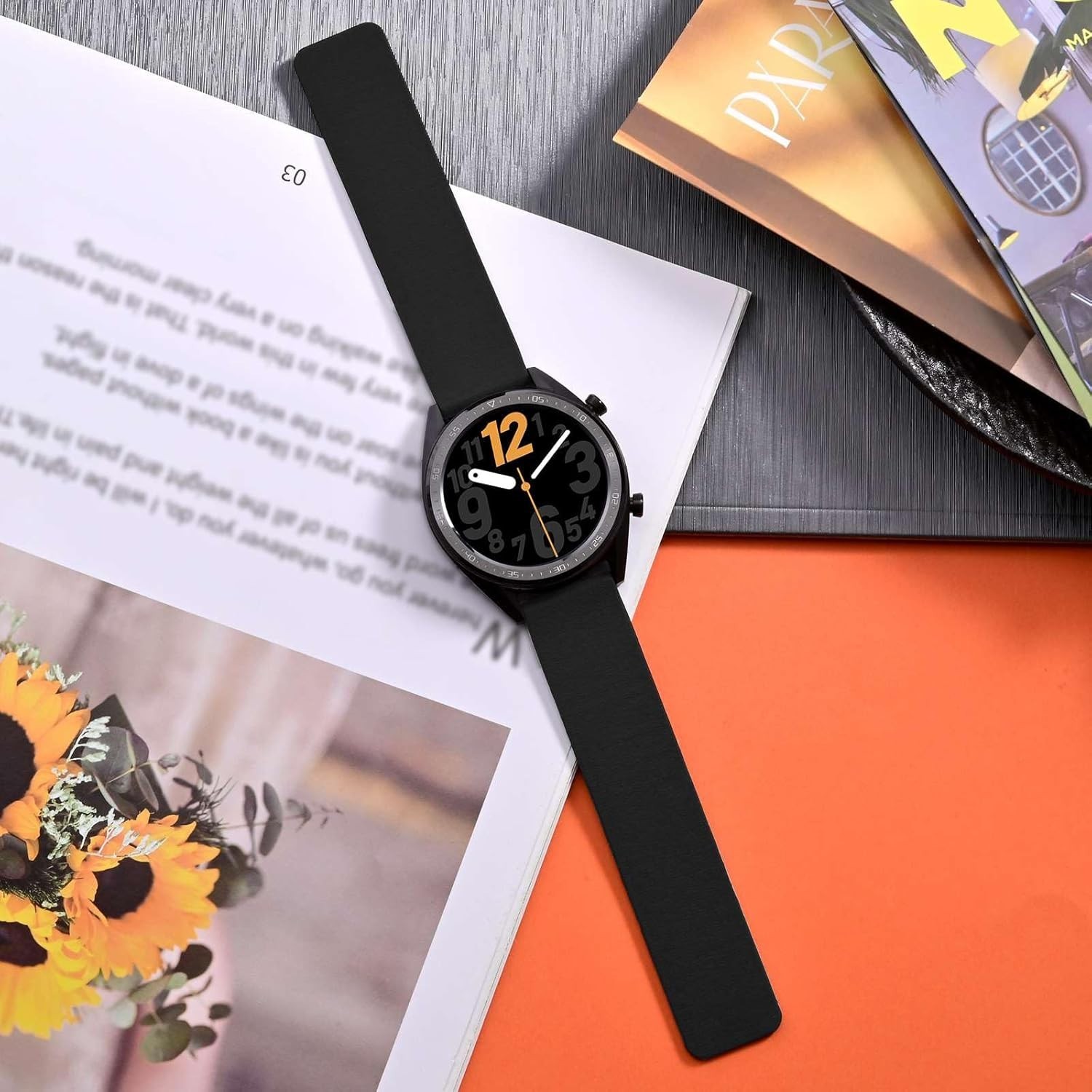Easy Fit Magnetic Silicone Watch Band with Wood Texture 20mm 22mm