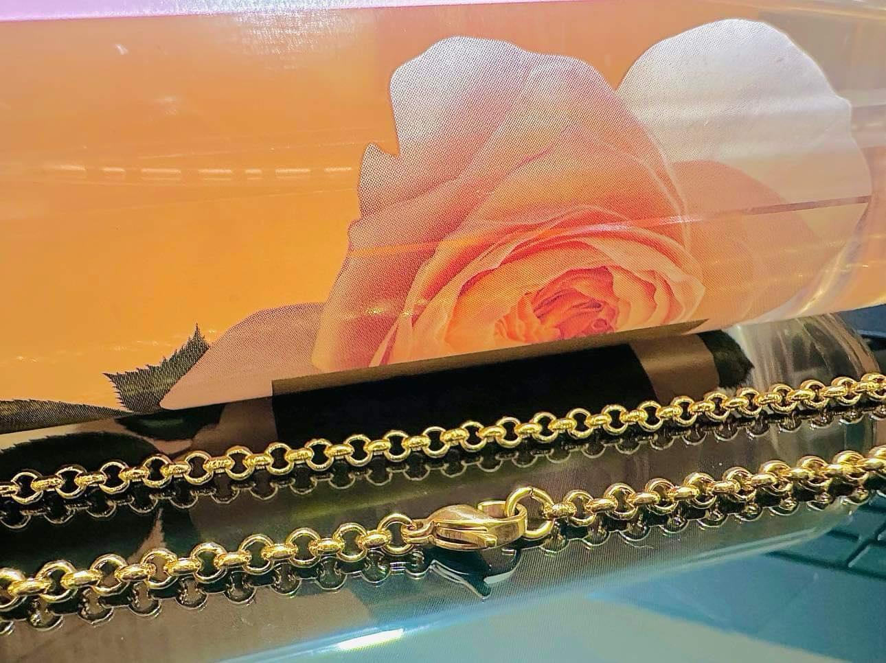 18k 18carat yellow gold plated Unisex Rolo Belcher Necklace all sizes Width=3mm