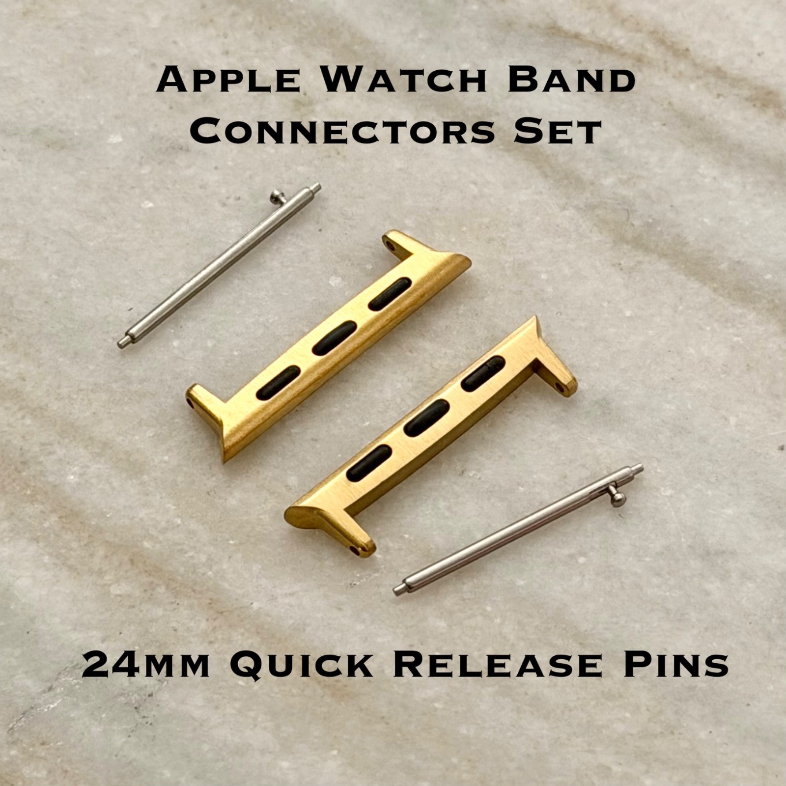 Apple Watch Band Connectors, 24mm Strap Adapters, Stainless Steel, Gold, Silver