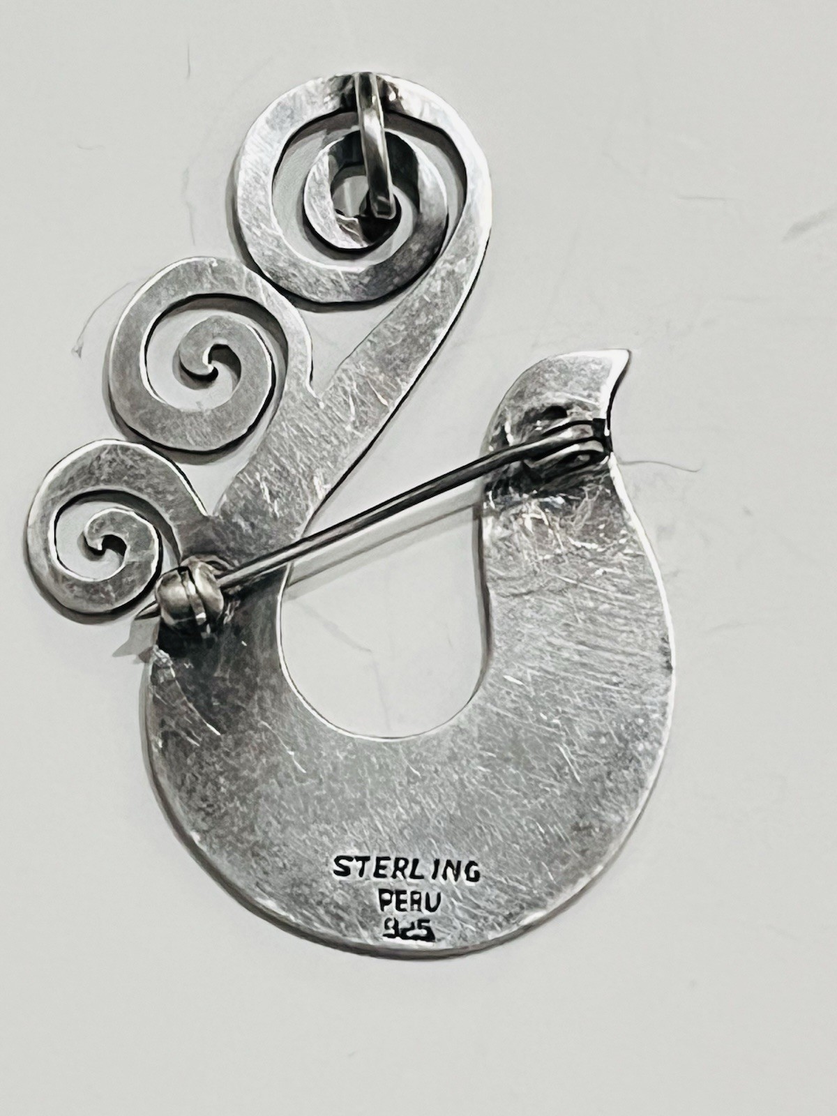 Vintage Estate Peru Sterling Silver 925 Bird Brooch / Pendant Art Deco 2” X 1.5”