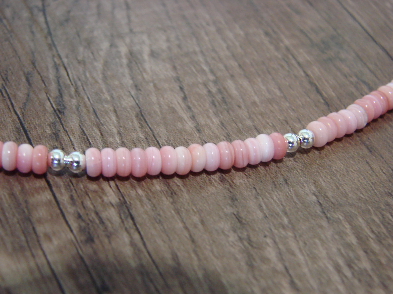 Native American 18″ Sterling Silver & Pink Conch Necklace by Joe