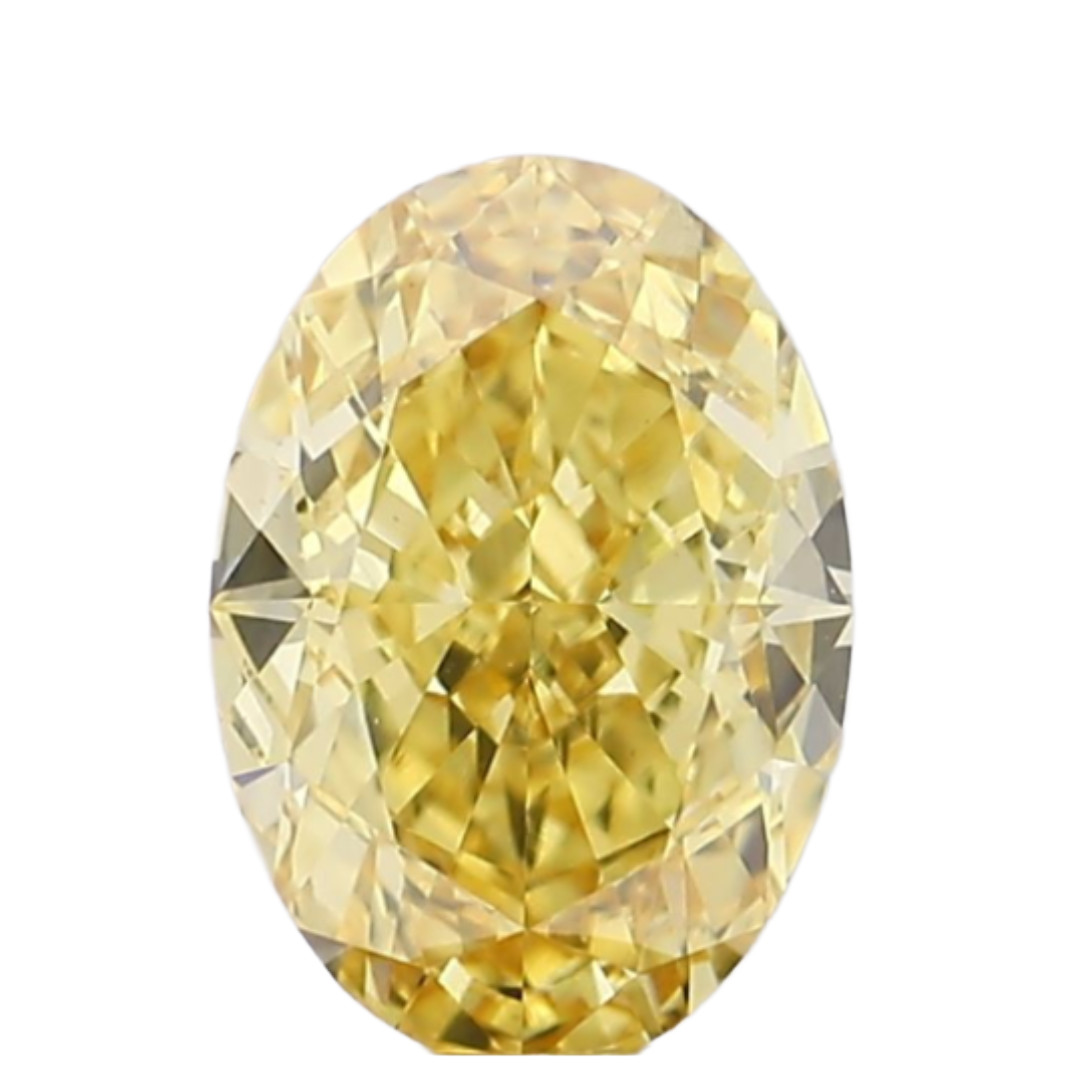 1.22 CT Fancy intense Yellow Oval Lab-Grown Diamond IGI VS1 Excellent Cut