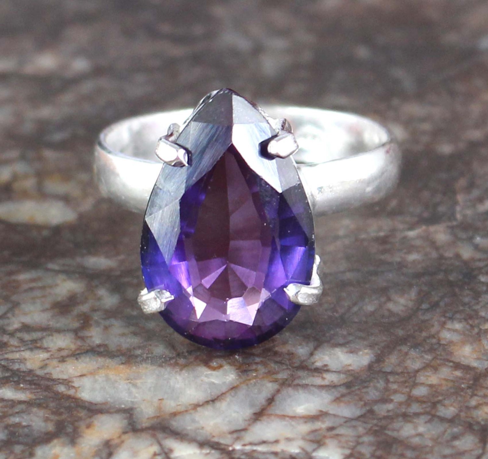 AGI Certified 8.40 Ct Natural Pear Boysenberry Sapphire Gemstone Ring SEE VDO