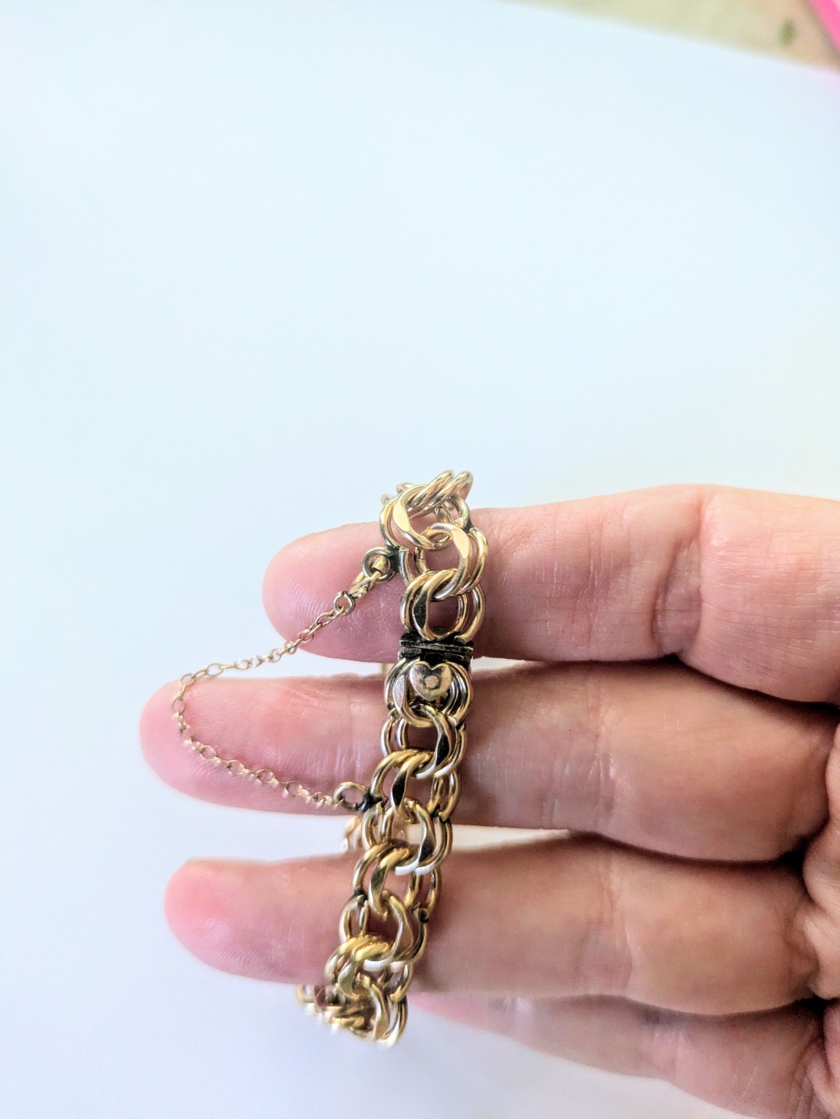 Beautiful Vintage ELCO 12kt Gold Filled Double Link Charm Bracelet