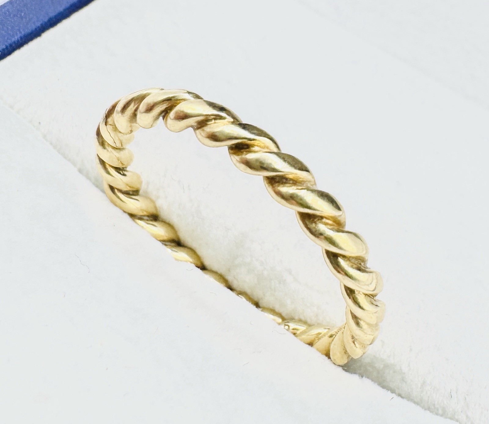 Authentic Pandora 14K Yellow Gold Twisted Rope Band Ring 585 ALE Size 7.5, 2.8g