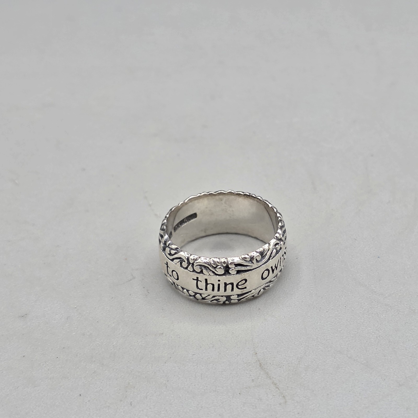 Sterling Silver 925 To Thine Own Self Be True Band Ring Size 8 Engraved 7.85g