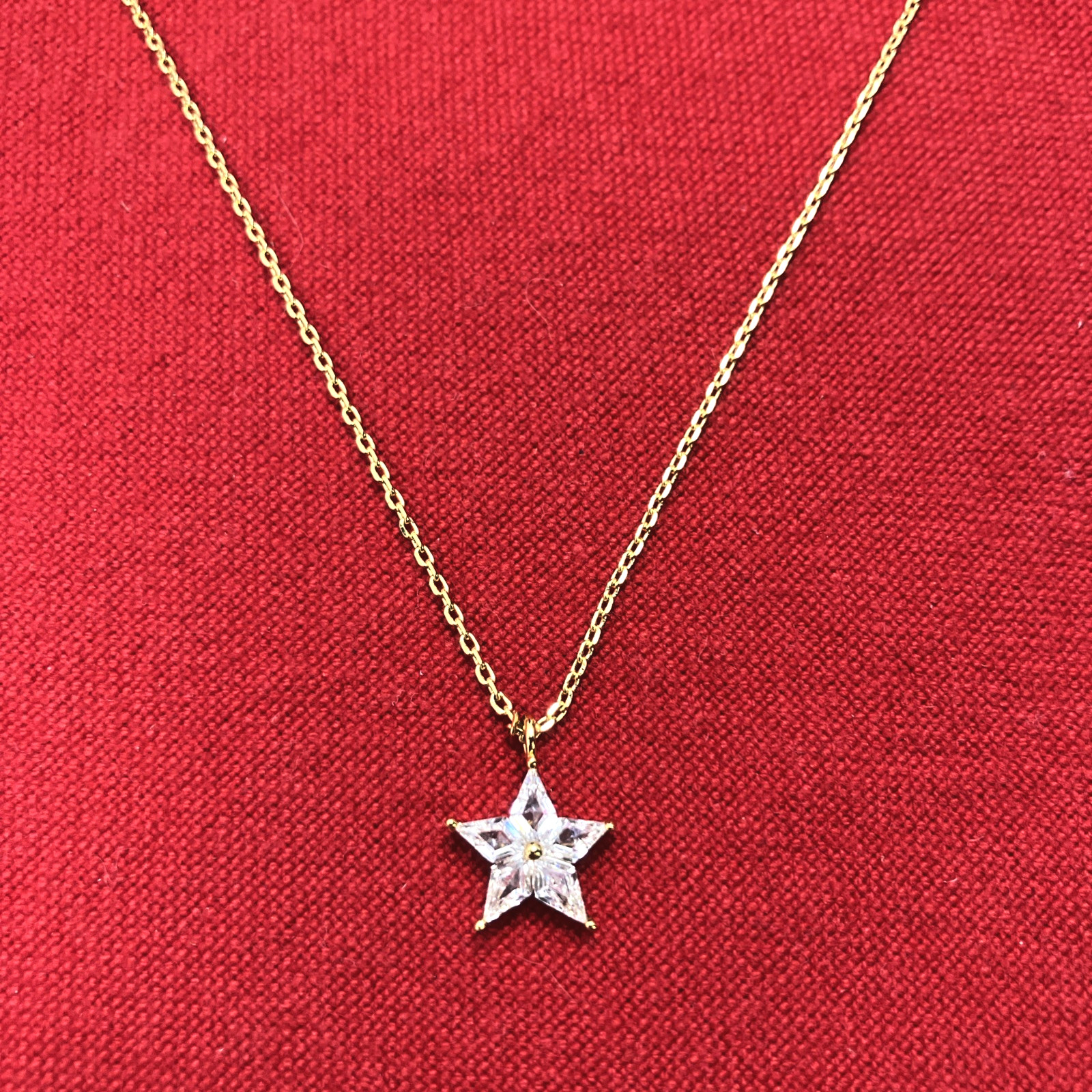 Kate Spade COSMOS Star Pendant Necklace Goldtone Clear CZ NWT RP $58