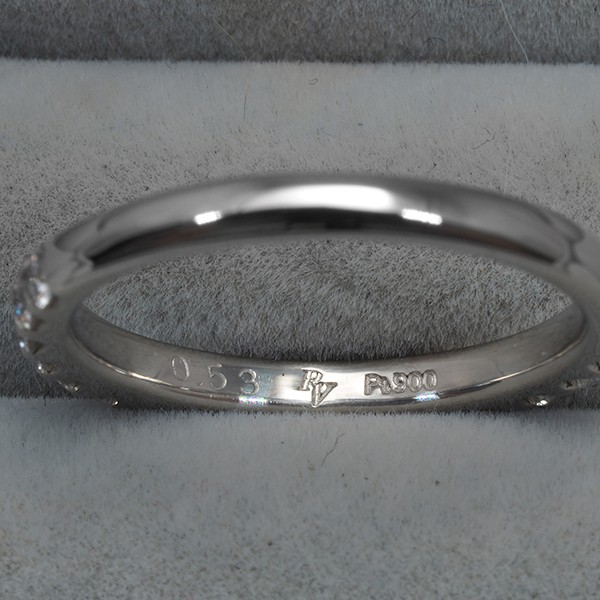 Auth Ponte Vecchio Ring Diamond 0.53ct Half Eternity US6-6.25 900 Platinum