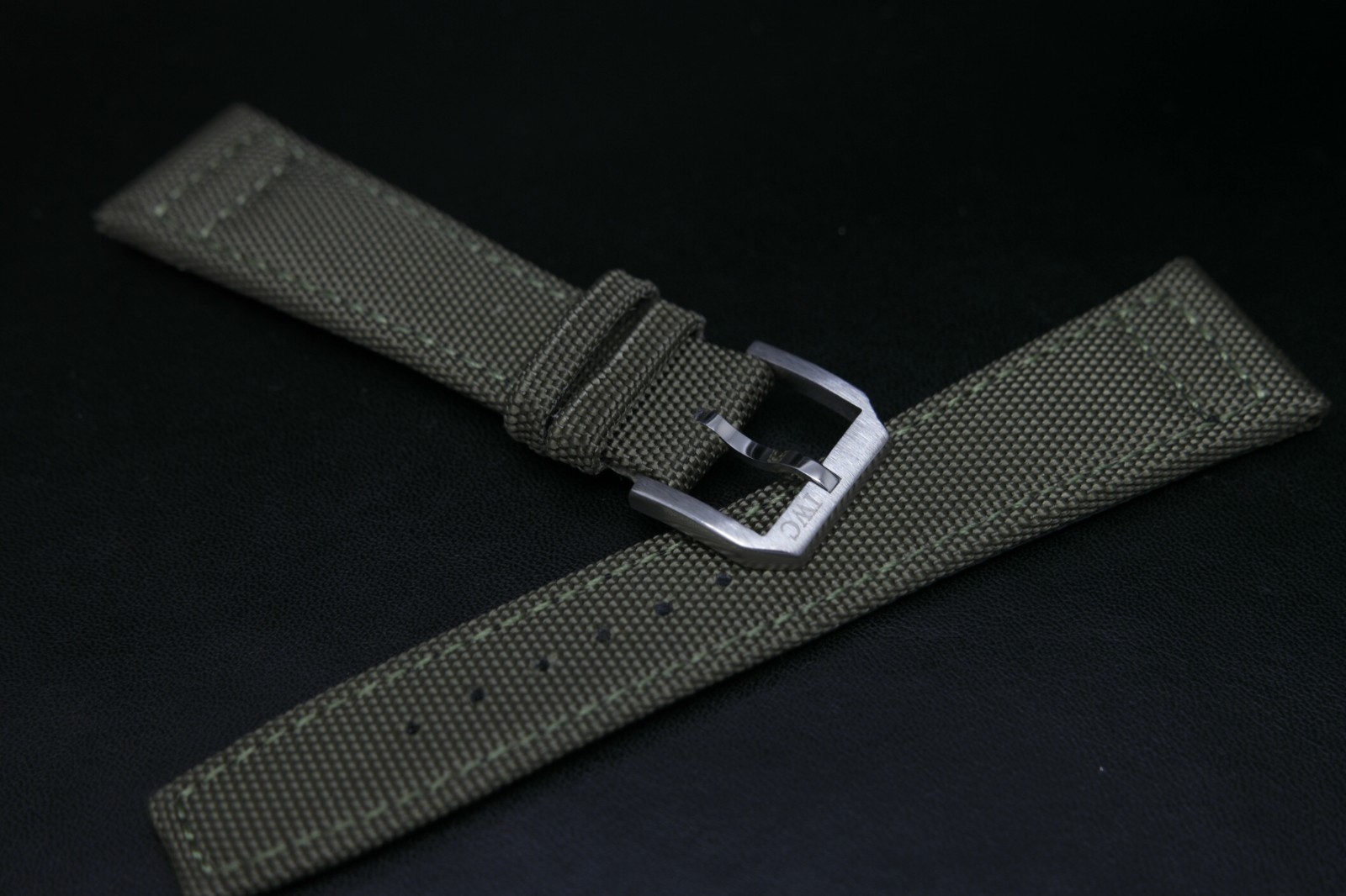 22mm For IWC Textile Fabric Nylon + Leather Green Watch Strap Made For IWC Watch