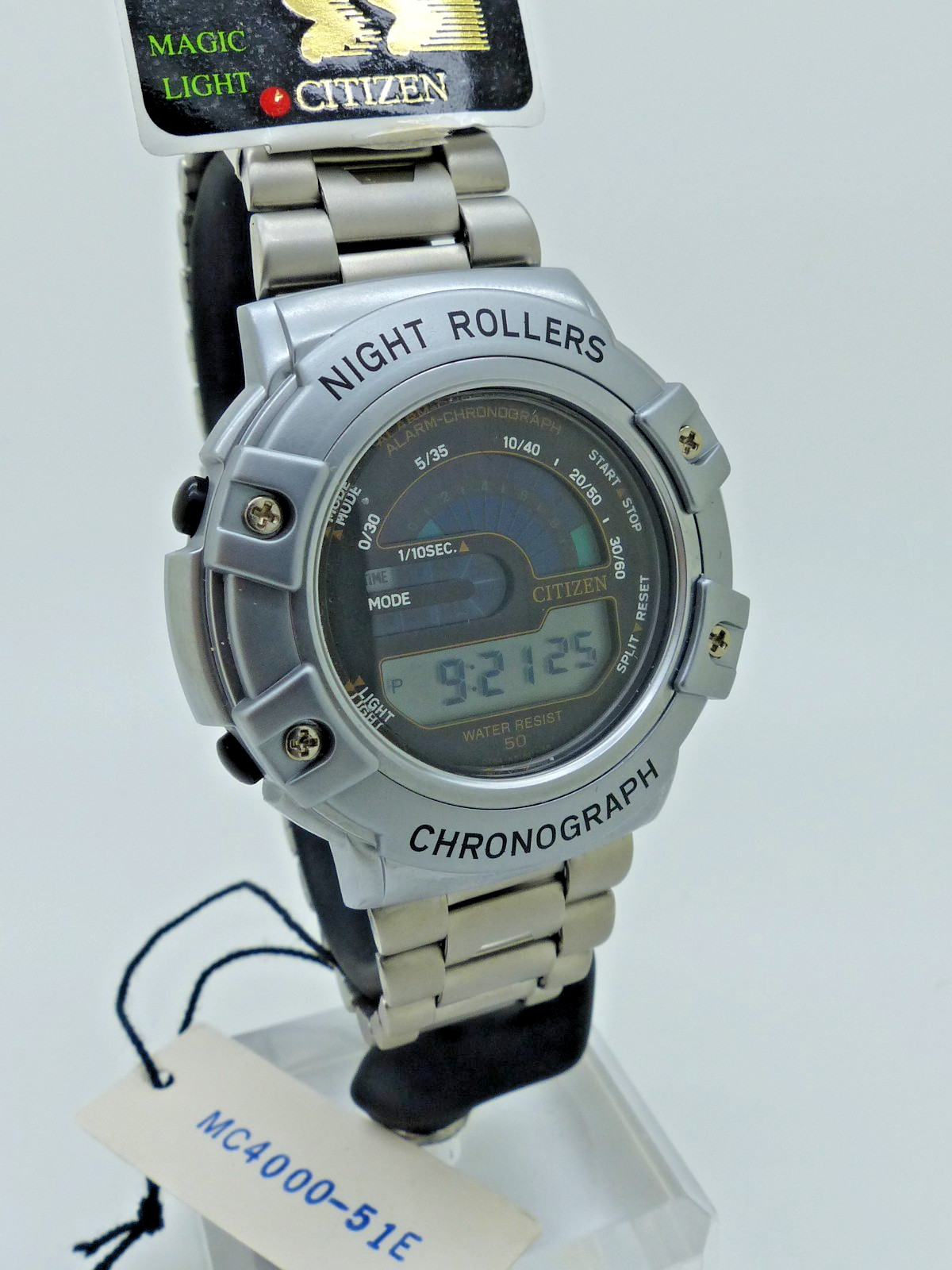 Citizen Night Rollers Magic Light Chronograph MC4000-51E NOS Watch w/ Cert