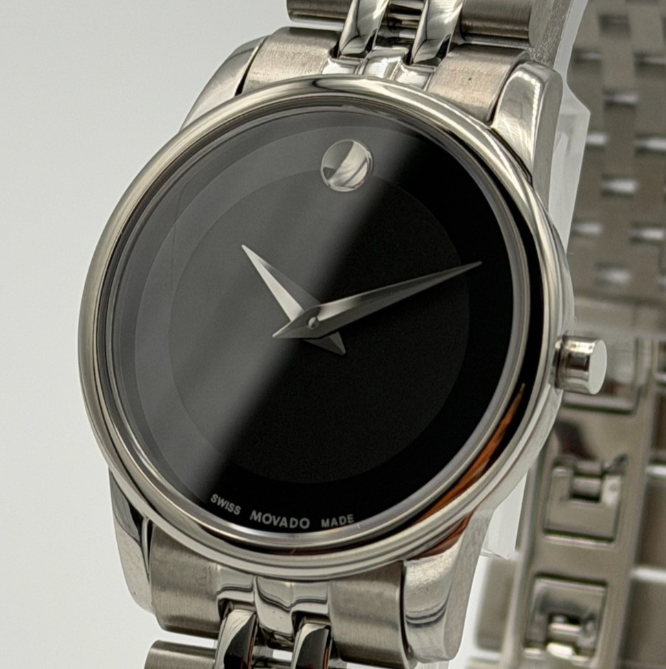 MOVADO Museum 28MM Black Dial Stainless Steel Ladies Watch 0606505