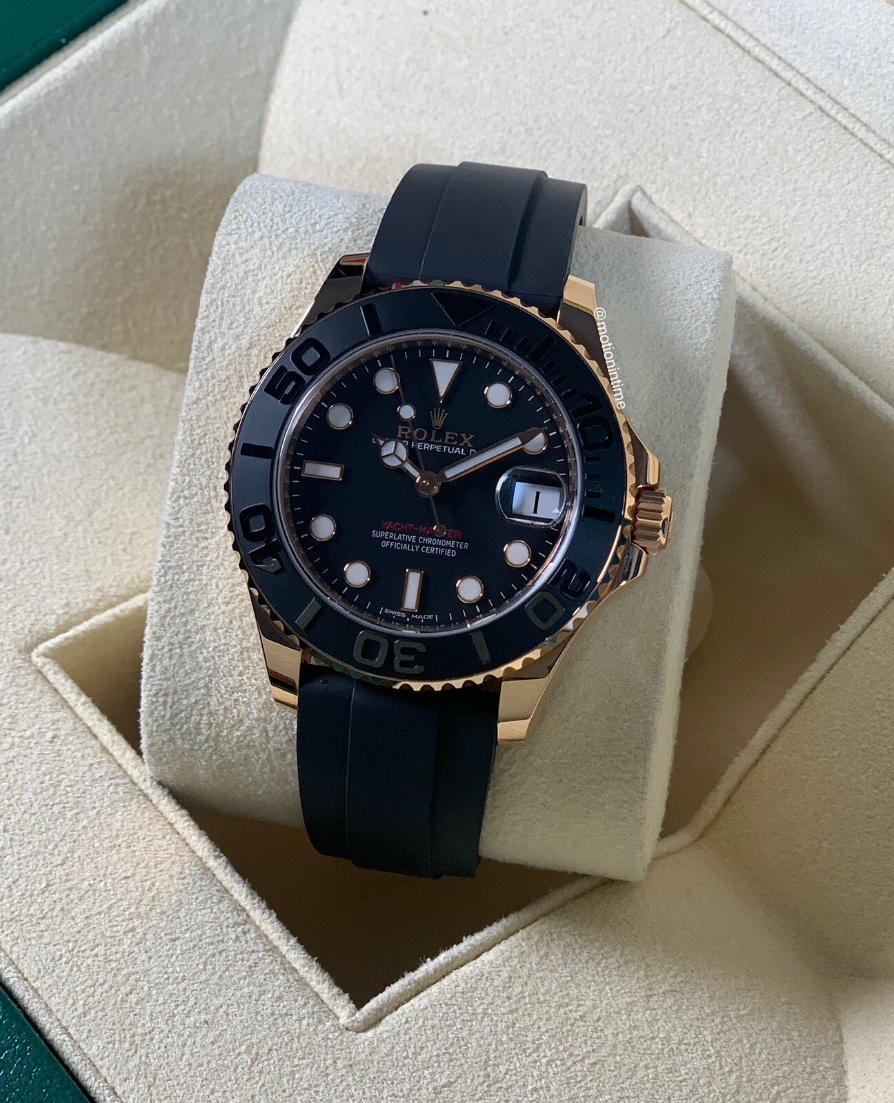 Rolex 268655 Yacht-Master 37mm Everose Gold & Black Ceramic on OysterFlex