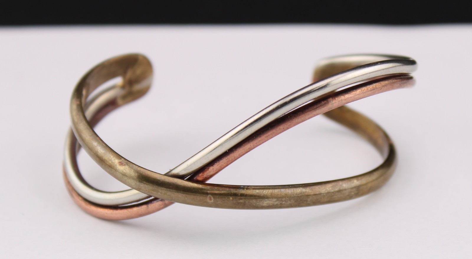 Vintage Copper Brass Nickle Silver Modernist Brutalist Cuff Bracelet 6.5″