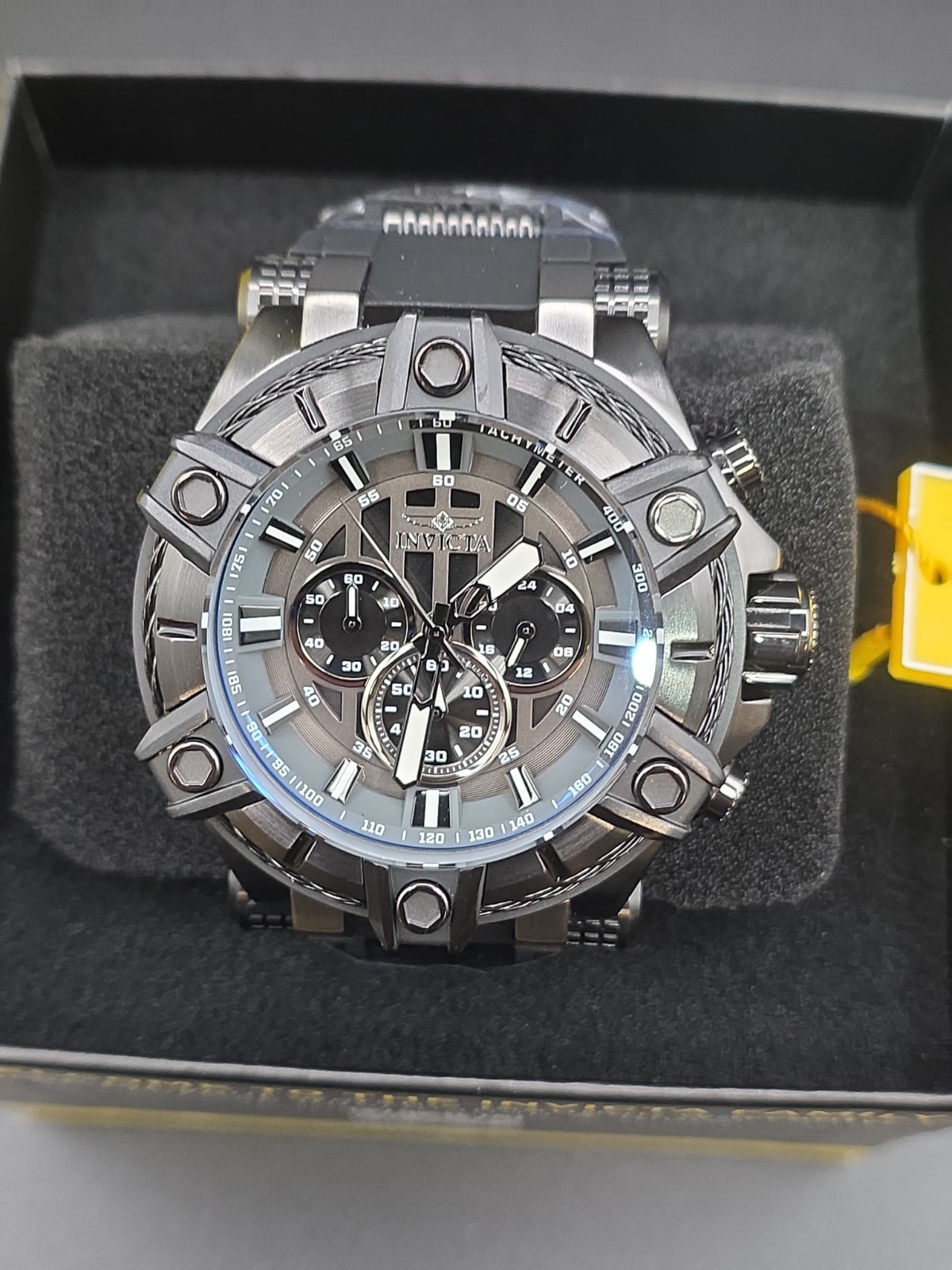 Invicta Bolt Cable Surge Men’s 52mm Triple Black Stealth Chronograph Watch 35550