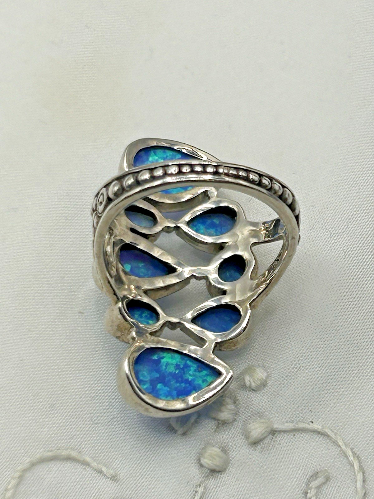 SAJEN Australian Blue Doublet Opal 8 Stone Ring Size 8