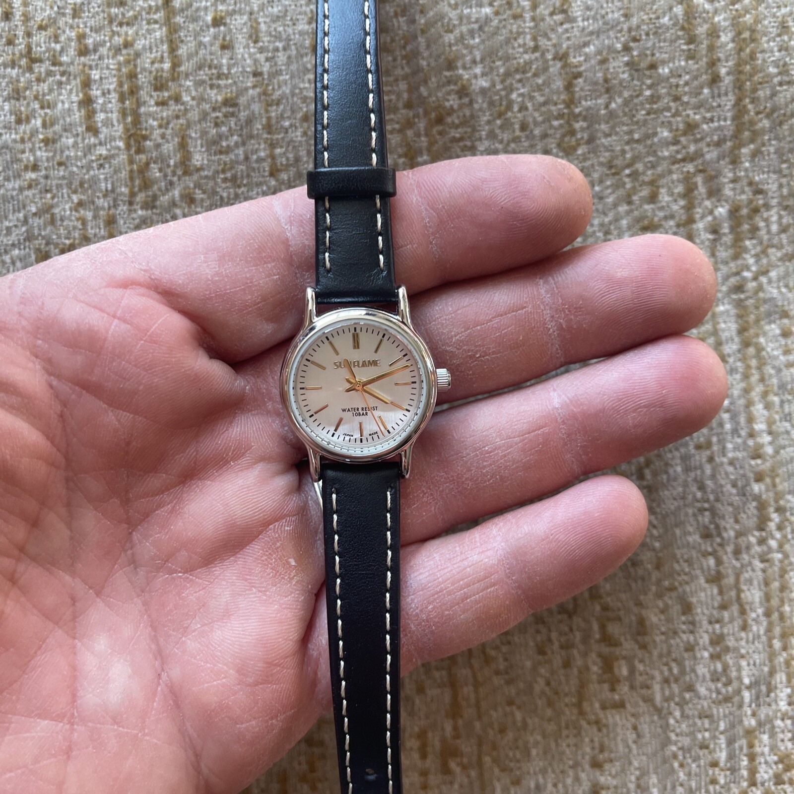 Sun Flame Men s Quartz Watch 10BAR – Waterproof Leather Japan