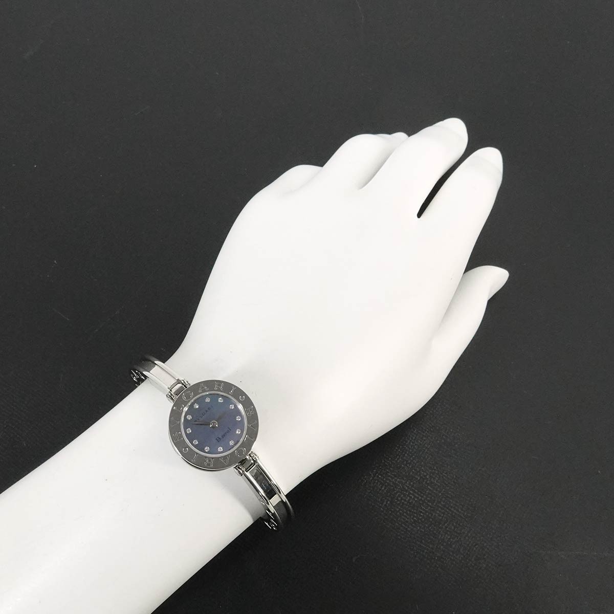BVLGARI B-zero1 BZ23S 12P Diamond Quartz Blue shell Dial Ladies Watch 90332640
