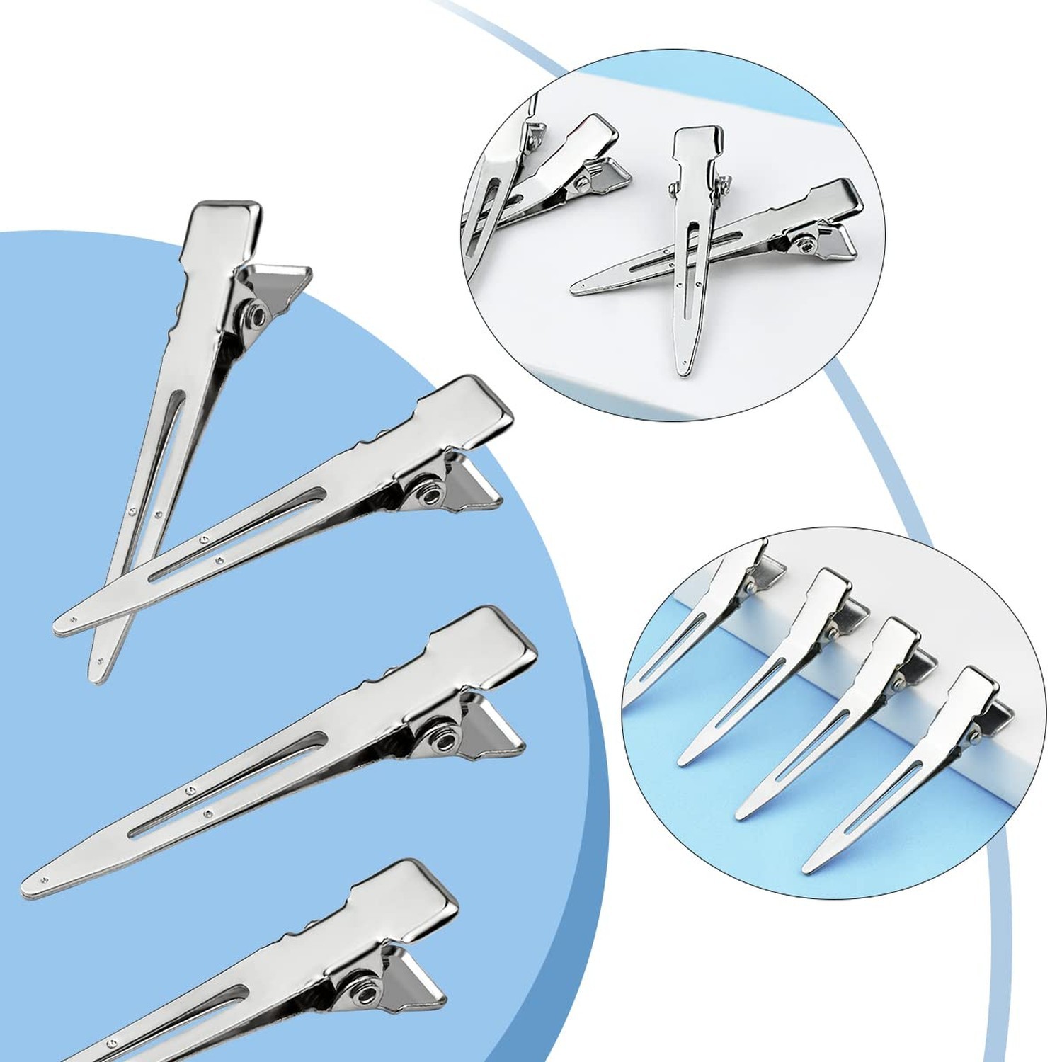 Tenalleys 50 Pcs Metal Duck Bill Hair Clips, Silver Single Prong Hair Clips f…
