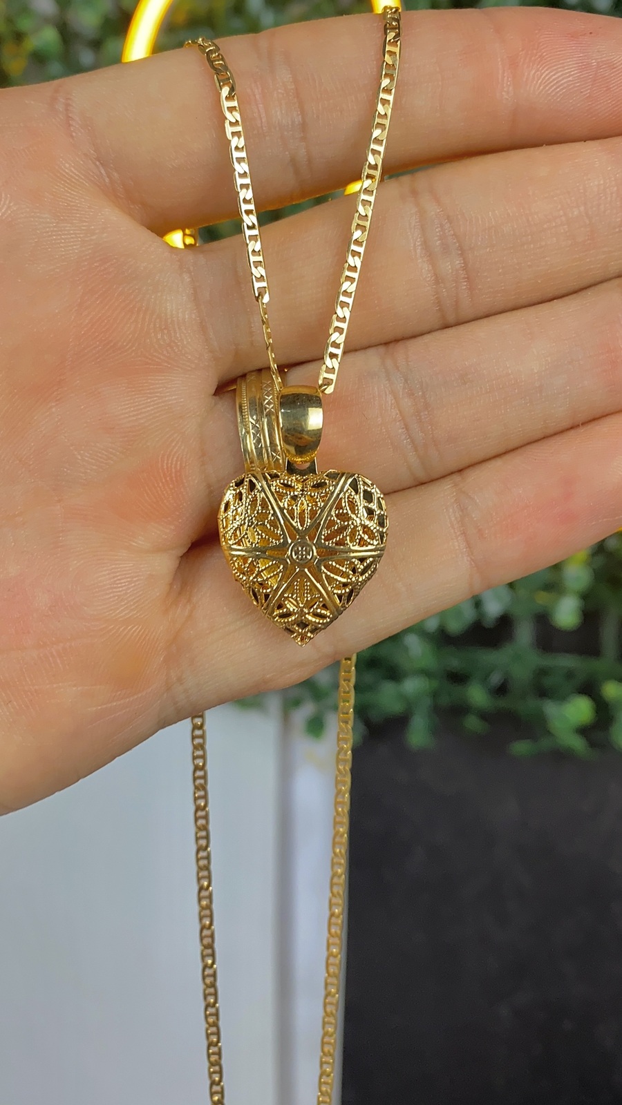 14K Gold Filled Heart Necklace Elegant Charm Mariner Chain for Womens Girls