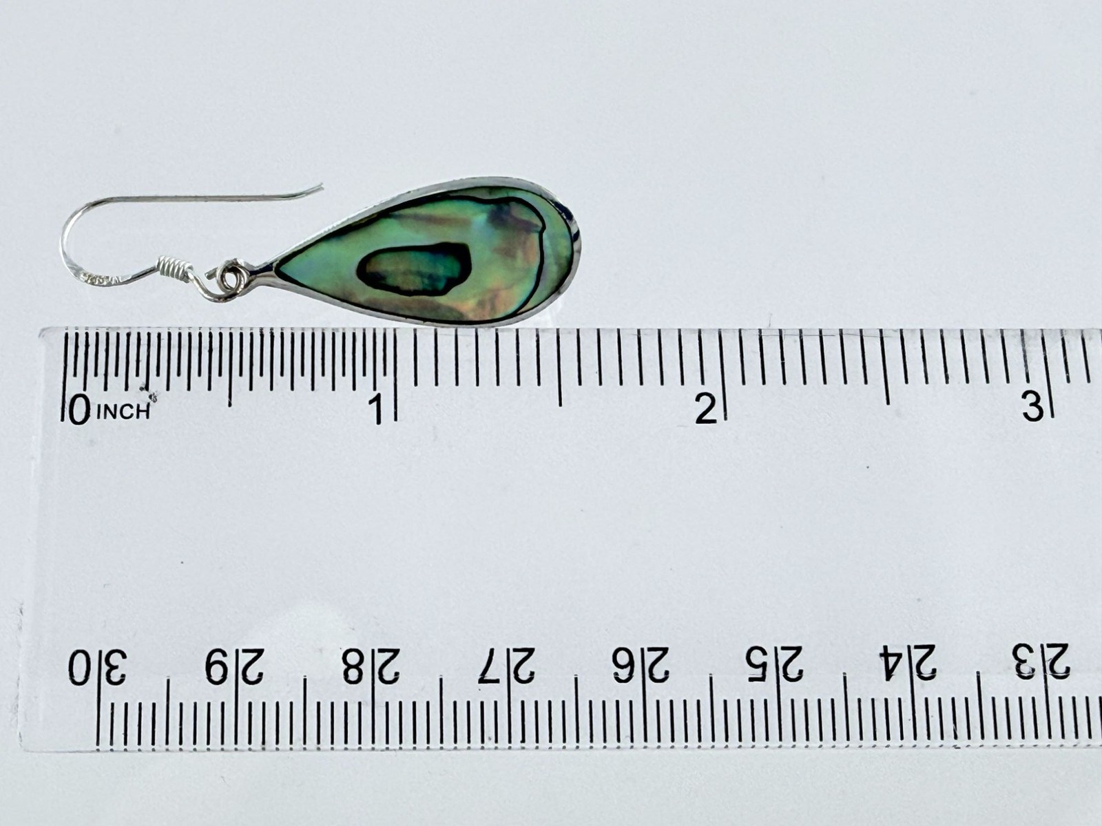 Marsala MC Sterling Silver Abalone Shell Hook Earrings 925 3.7g 1 5/8 Inches