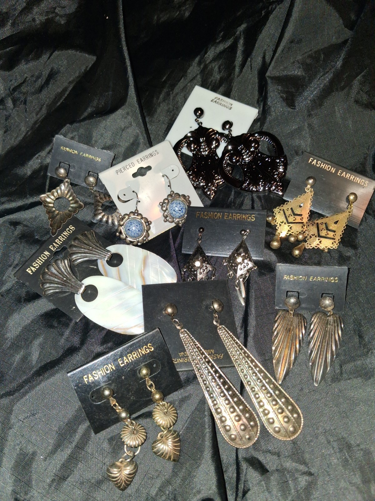 9 Pairs Of Chandelier Fashion Earrings Prong Back NEW