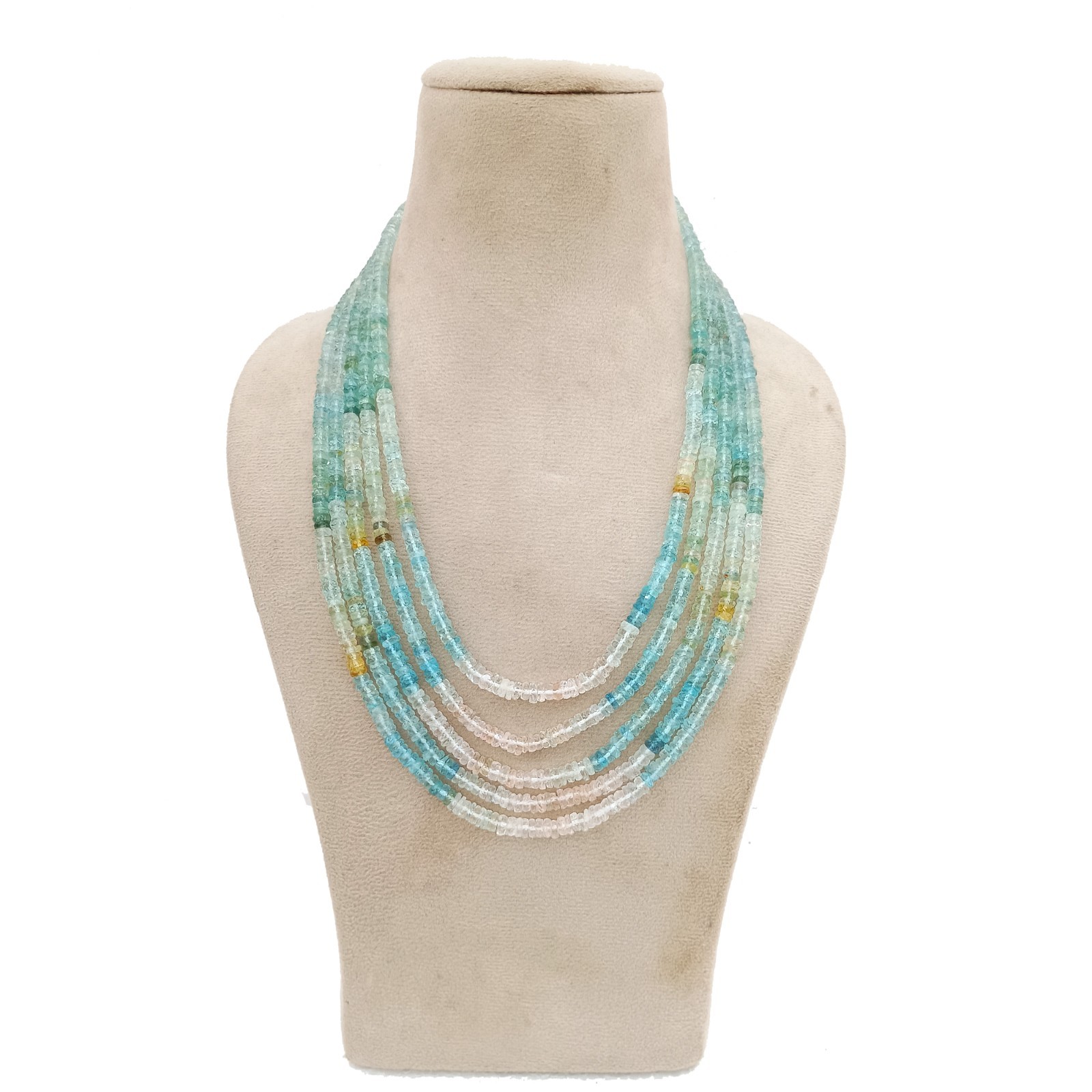 Aquamarine Saded Faceted Gemstone 20 Inch Beads Single Strand Necklace gifts,