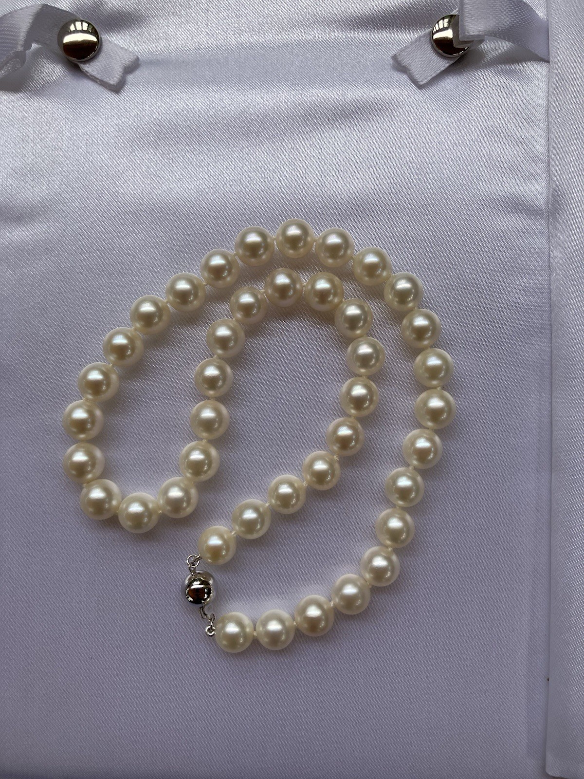 Extra Large Akoya Pearl Necklace 14K White Gold Clasp 8.5-9.0mm AAA