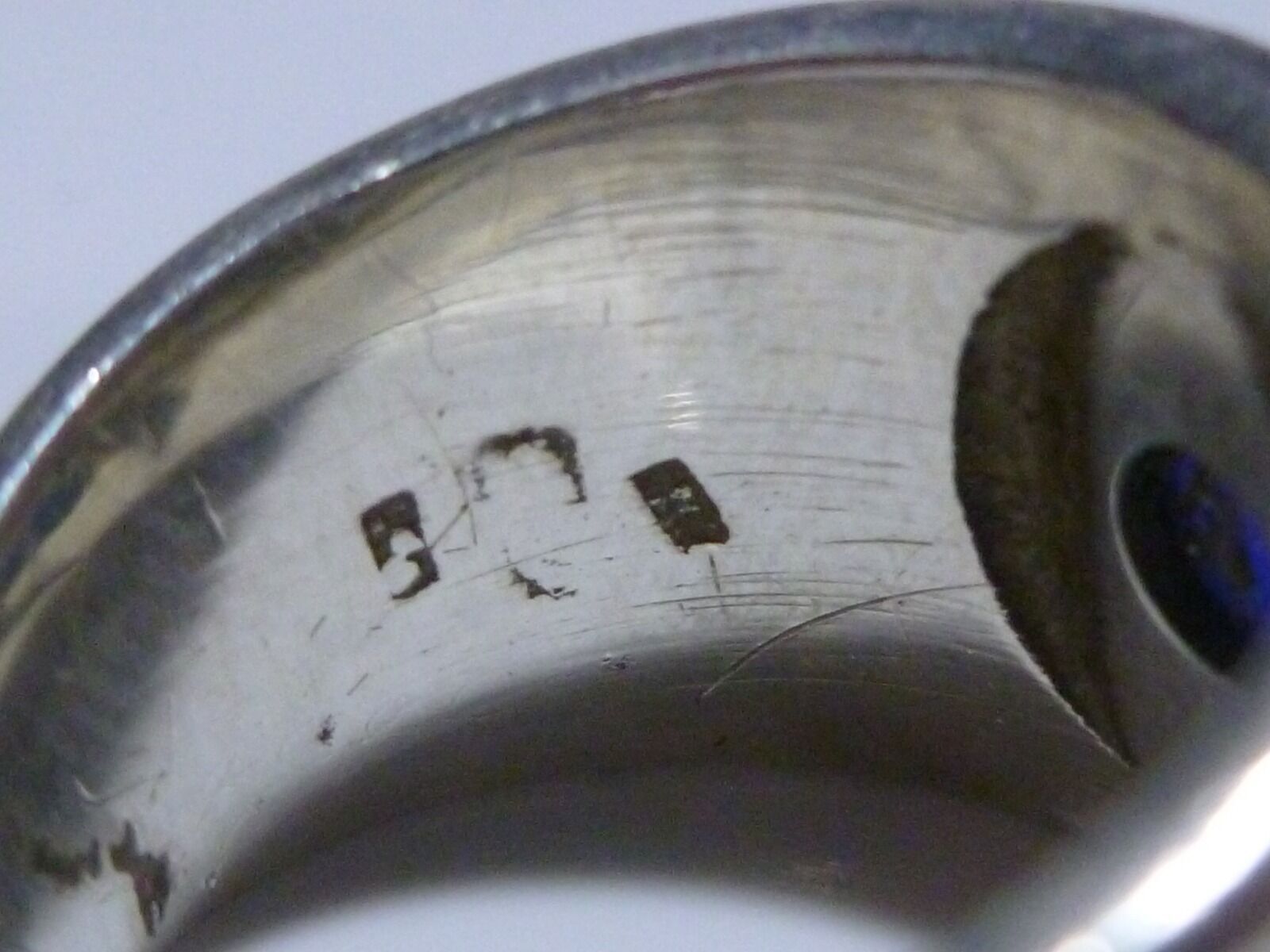 DESIGNER MARKED STERLING SILVER 14K BLUE STONE MODERN WOMENS RING BAND SZ 6.25