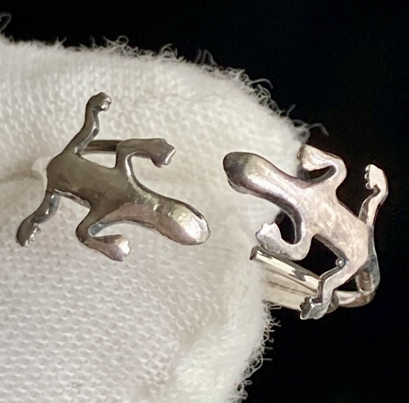 Vintage 925 Sterling Silver Lizard Wrap Ring Band Lot Adjustable 2 Rings Ladies