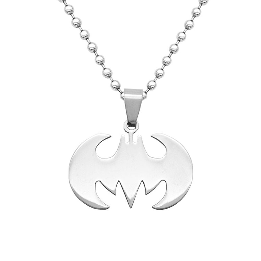 Stainless Steel Superhero Bat Charm Necklace Batman Insect Pendant Jewelry