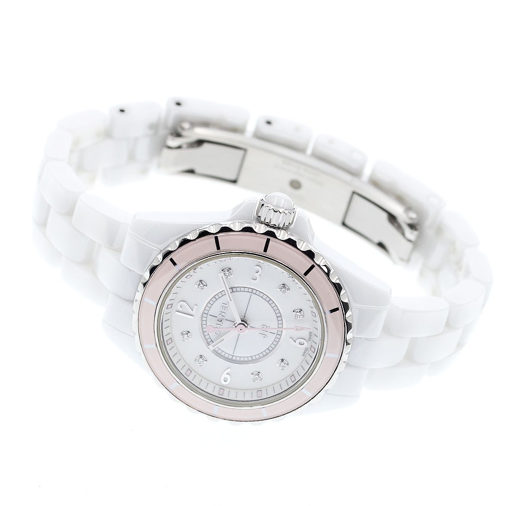 CHANEL J12 H4466 8P Diamond Soft Pink white Dial Quartz Ladies Watch_897251