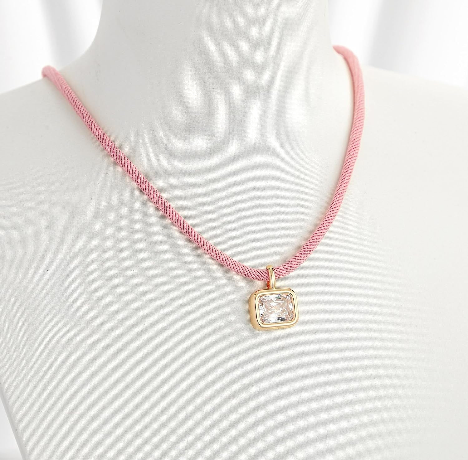 Adjustable Rope Choker with Crystal Rhinestone Pendant for Women | Paracord Cord