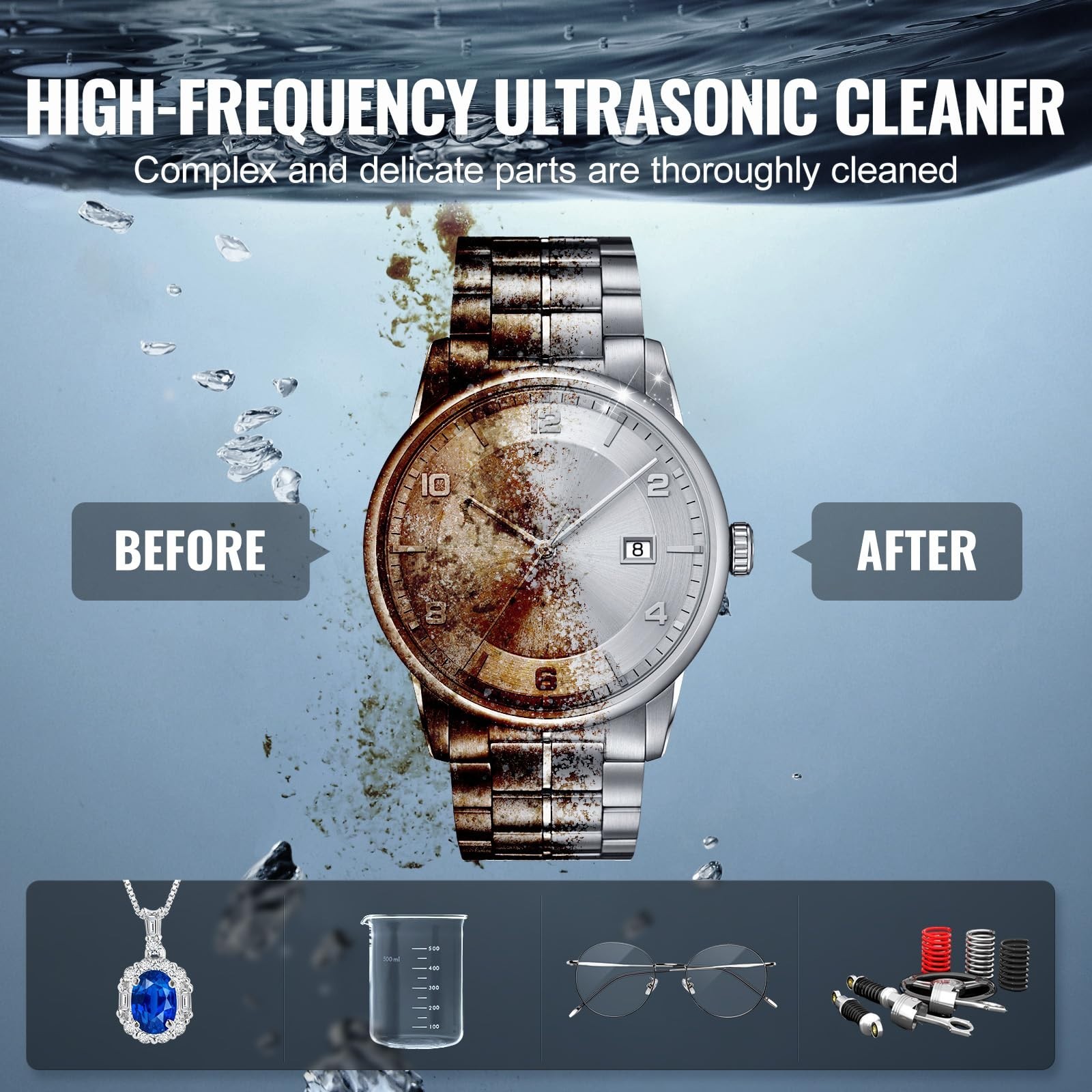 2L Ultrasonic Cleaner 60W Digital Machine with Heater & Timer for Jewelry, Glass