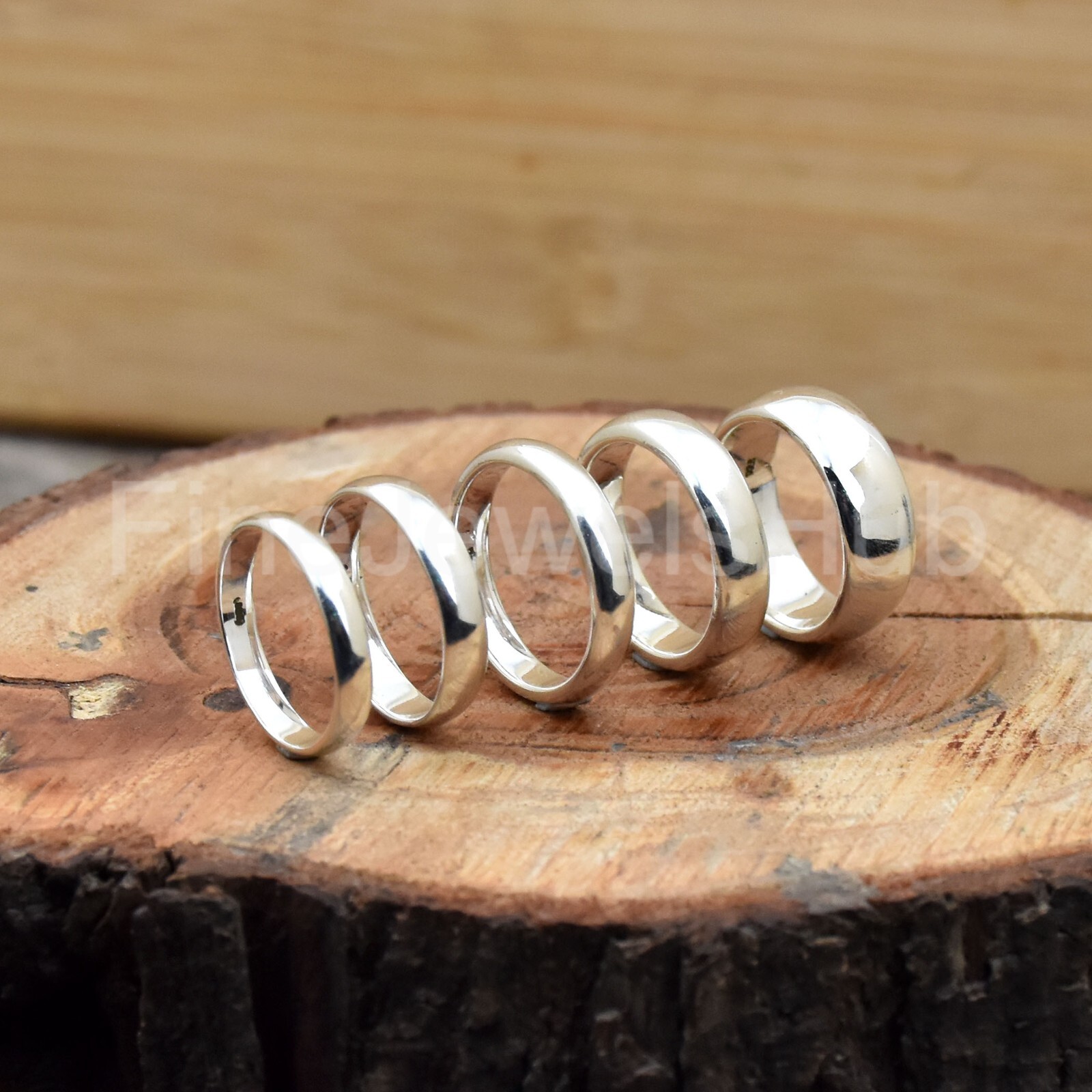 925 Sterling Silver Wedding Dome Band Plain Ring Width 2mm 3mm 4mm 5mm 6mm 8mm